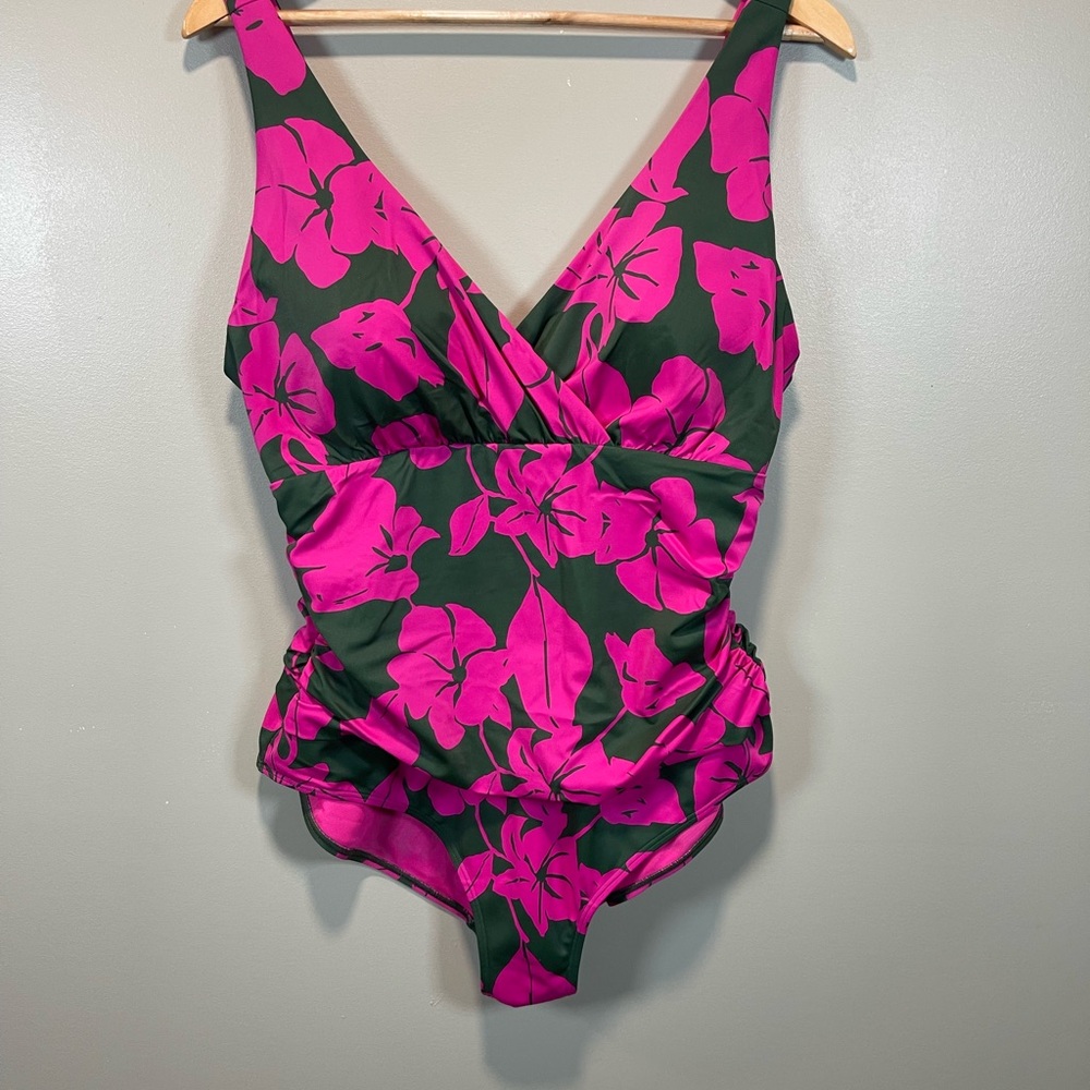 Boden Women’s 14 Swim One Piece - Pink and Green Floral